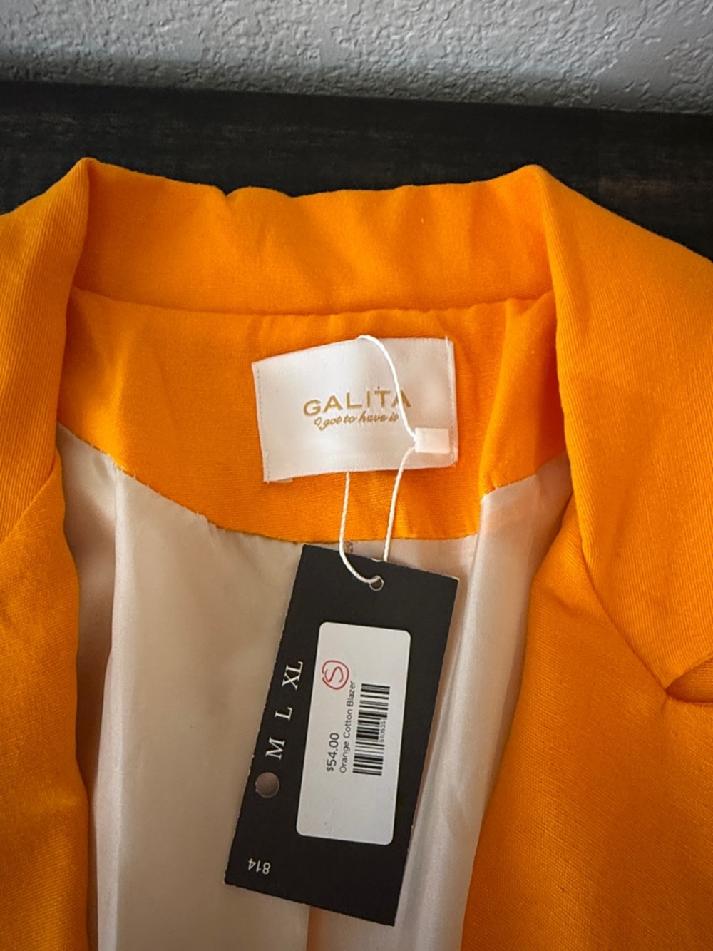 Galita Orange Linen Blend Single Butyon Loose Fit Blazer Size Small - Picture 3 of 6